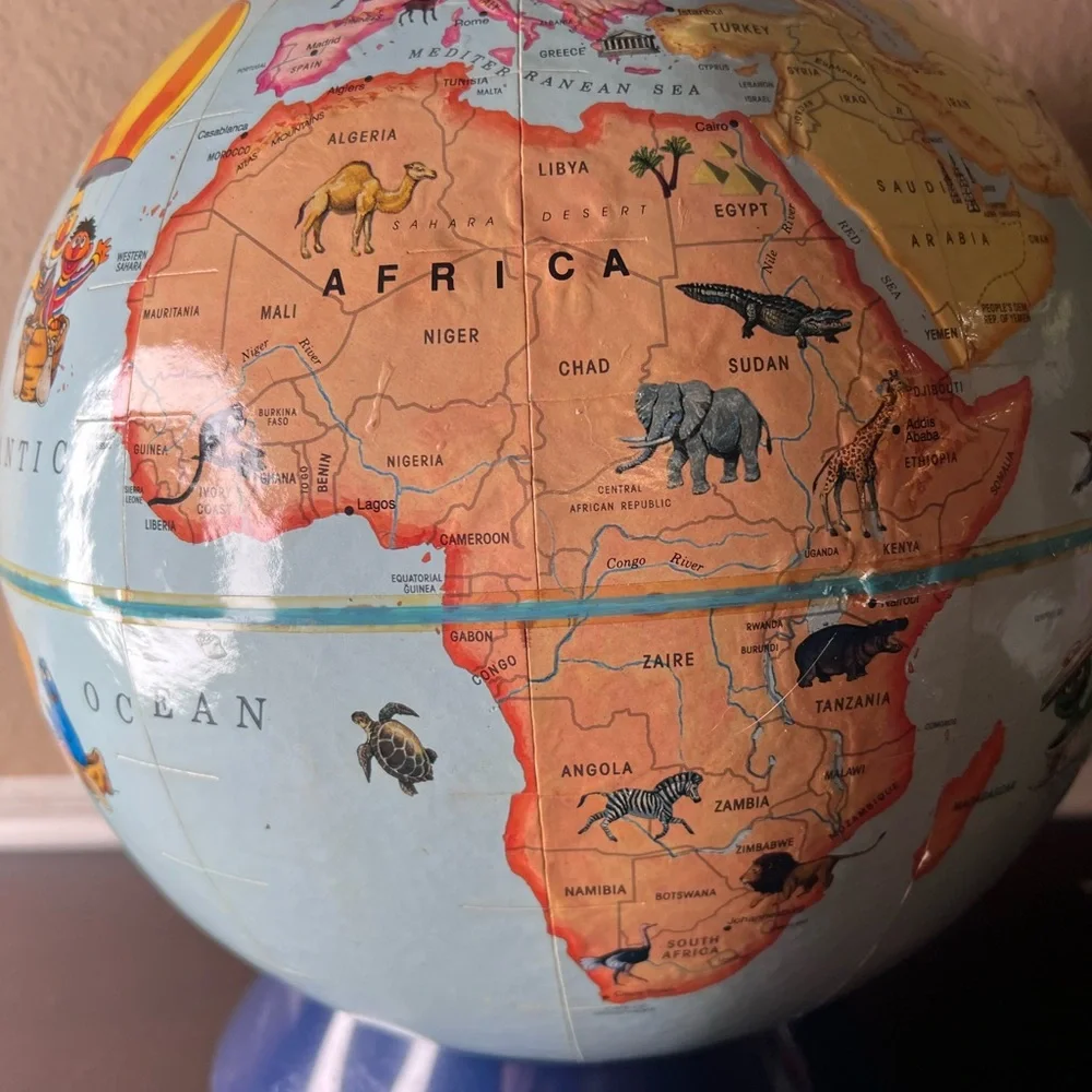 Vintage 1985 Sesame Street World Globe Rand McNally Muppets Educational Globe US